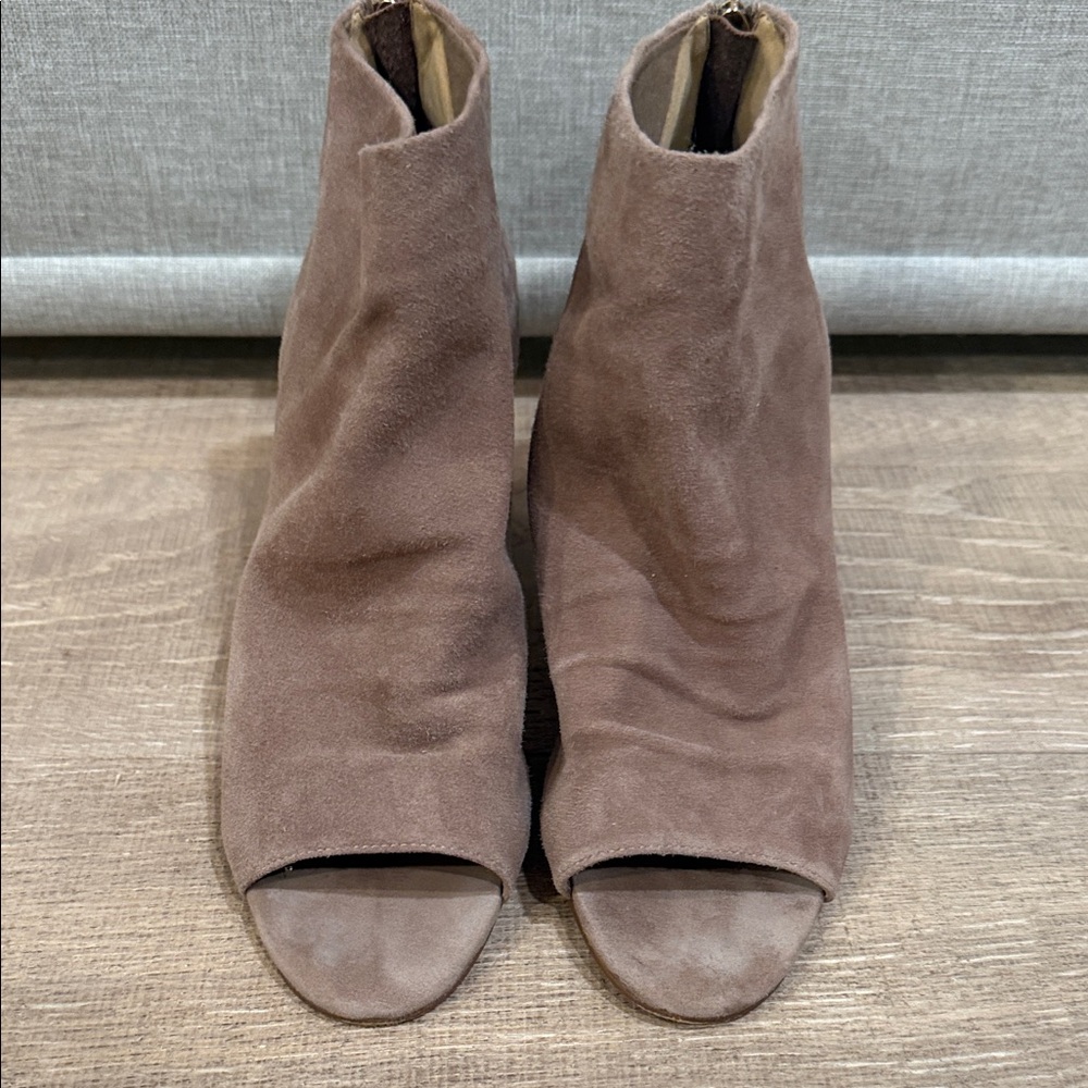 Vaneli Taupe Suede Ankle Booties